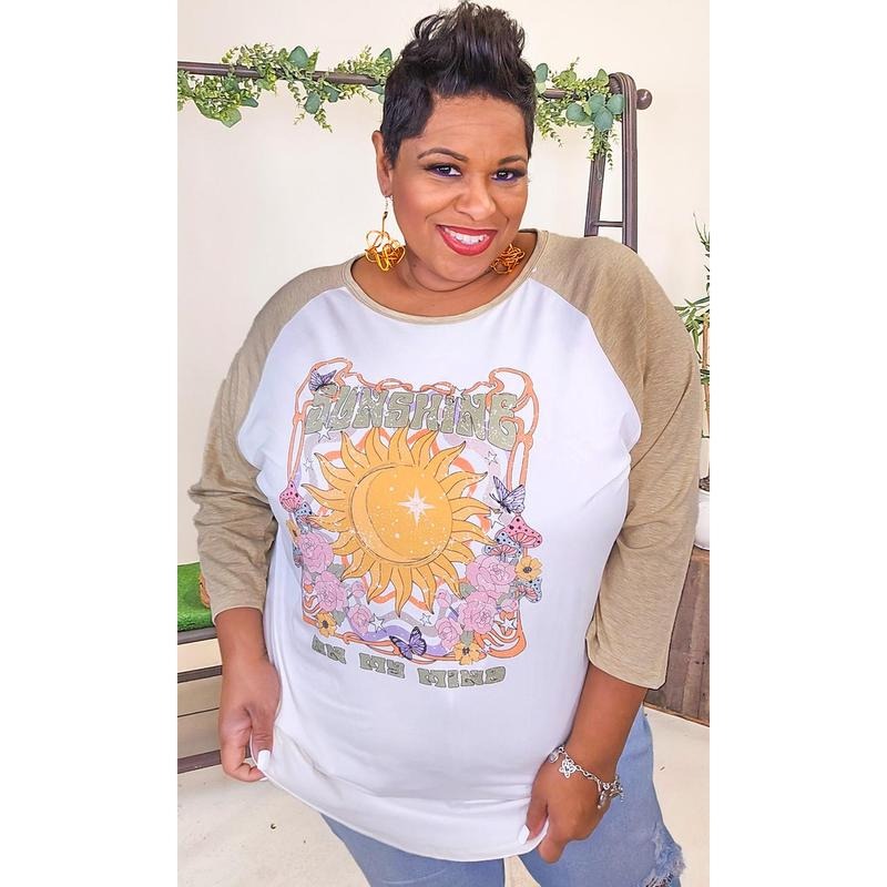 Sunshine on My Mind Graphic Raglan T-Shirts, Hoodie, Sweatshirt | ZylaModa.com