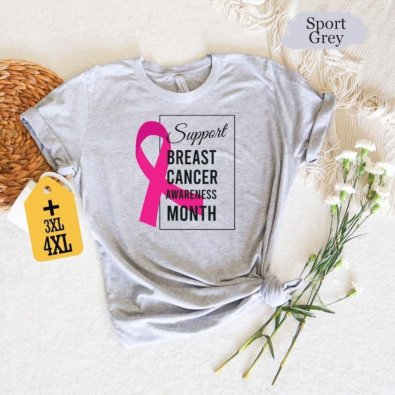 Support Breast Cancer Awareness Month Shirt, Cancer Awareness Shirt, Pink Ribbon Shirt, Cancer Fighter Shirt, Cancer...