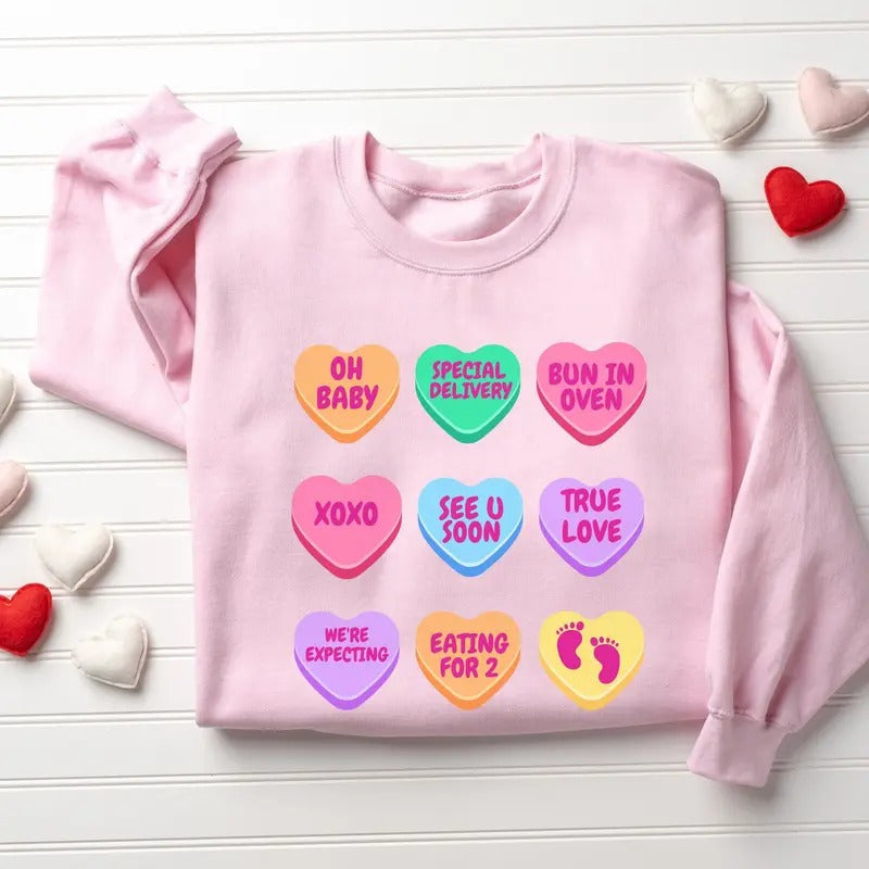 Surprise Valentine Pregnancy Announcement Sweatshirt, Valentines Pregnancy Sweatshirt T-Shirts, Hoodie | ZylaModa.com