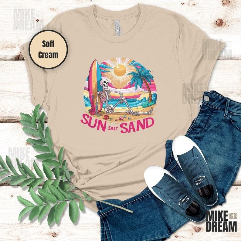 Sun Salt Sand Skeleton T Shirt/ Hoodie/Sweater, Skeleton Summer Shirt, Shirt, Skeleton T-Shirt, Aloha Beach Shirt, Summer...