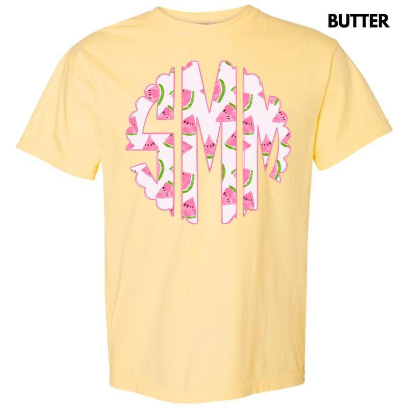 Sweet Watermelon Monogram Comfort Colors T-Shirt 'NLB' Hoodie, Sweatshirt | ZylaModa.com