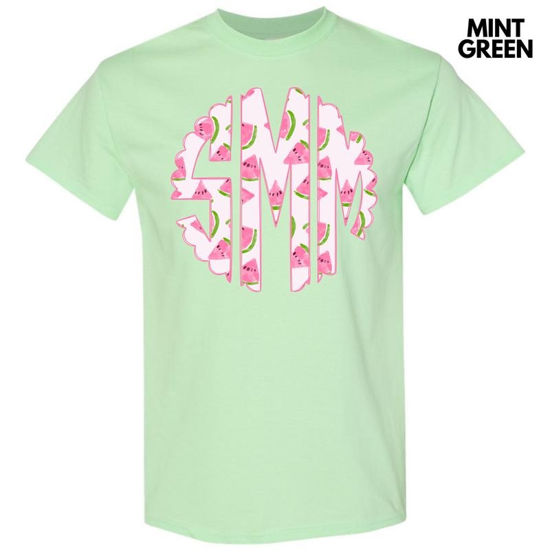 Sweet Watermelon Monogram Gildan Short Sleeve T-Shirt 'NLB' Hoodie, Sweatshirt | ZylaModa.com