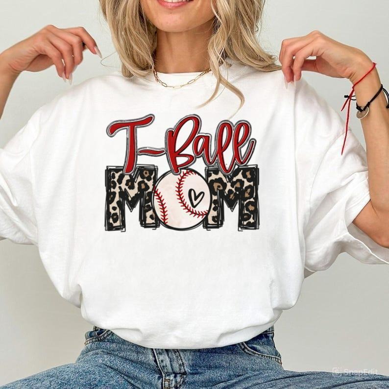 T-Ball Mom T Shirt, Mom Shirt, Baseball Mom Shirt, Tball Mom Shirt, T-Ball Mom Shirt, Teeball Mom Shirt, Tee Ball Leopard...