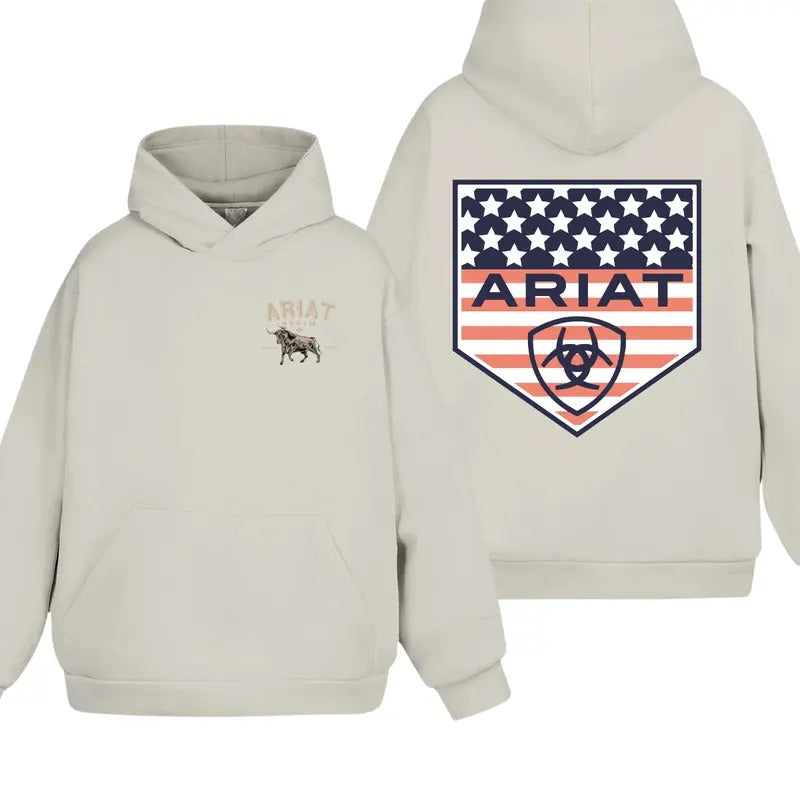 Ariat Denim With American Flag 2 Sides Hoodie/Sweatshirt/T-Shirt, For Men, For Women