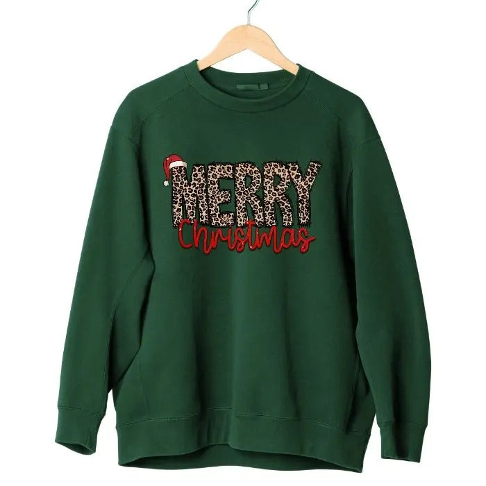 Leopard Christmas Sweatshirt/T-Shirt, For Men, For Women