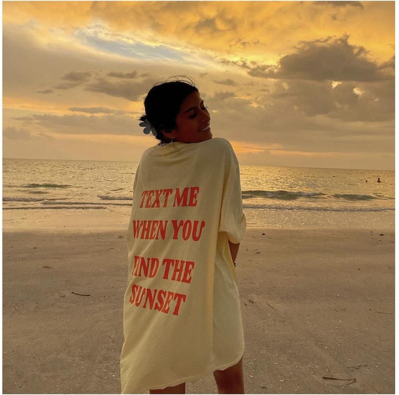 TEXT ME WHEN YOU FIND THE SUNSET SHIRT Cotton Comfort Hoodie, Sweatshirt | ZylaModa.com