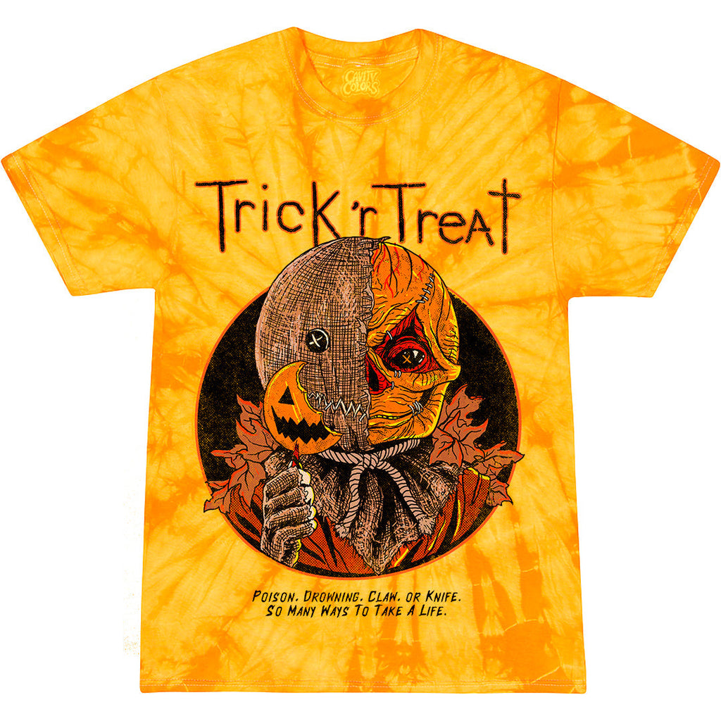 TRICK 'R TREAT - T-SHIRT (PUMPKIN GUTS TIE-DYE) Hoodie, Sweatshirt | ZylaModa.com (Image 1)