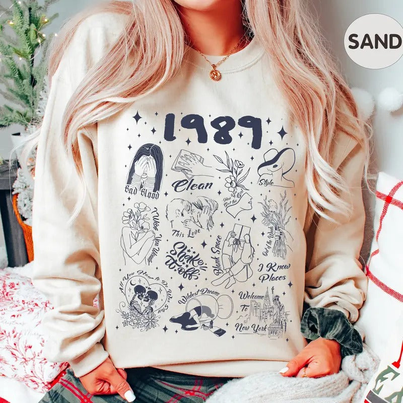 TS 1989 Sweatshirt, Swift Sweatshirt, Shirt For Fan, Gift For Her, Song Lyrics Tee Hoodie | ZylaModa.com