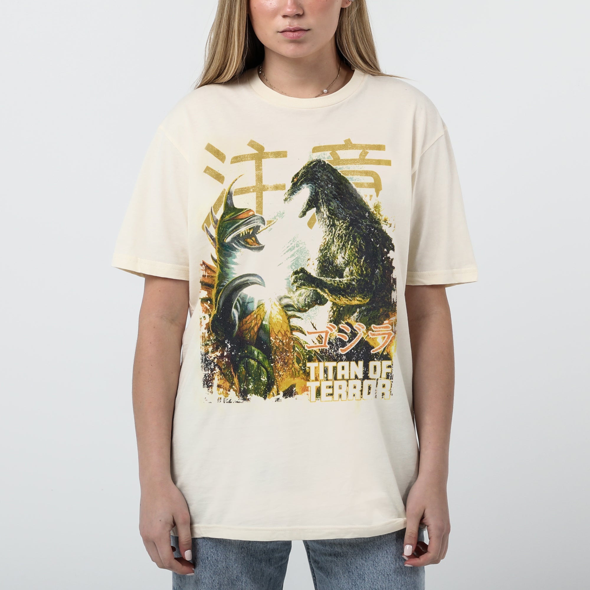 Vintage Godzilla & Gigan Titan Of Terror Natural Tee Hoodie, Sweatshirt | ZylaModa.com (Image 3)