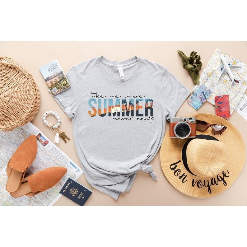Take Me Where Summer Never Ends Tee,Summer Tee, Summer Mom Shirt,Retro Summer Shirt,Hello Summer Shirt, Summer Vibes...
