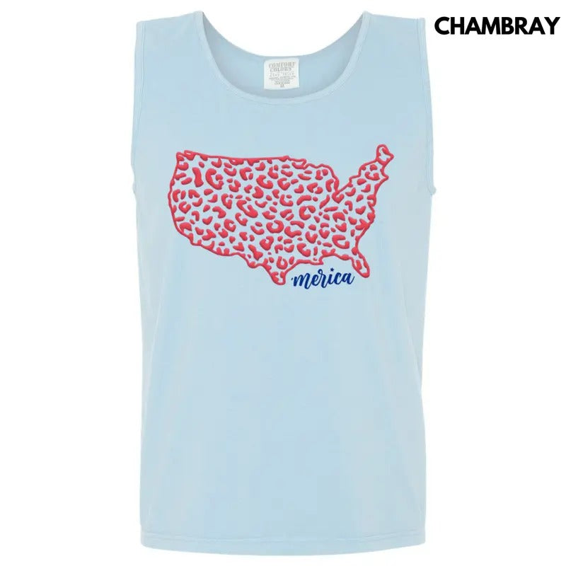 Tank Top - Leopard United States Puff Comfort Colors Tank Top T-Shirts, Hoodie, Sweatshirt | ZylaModa.com