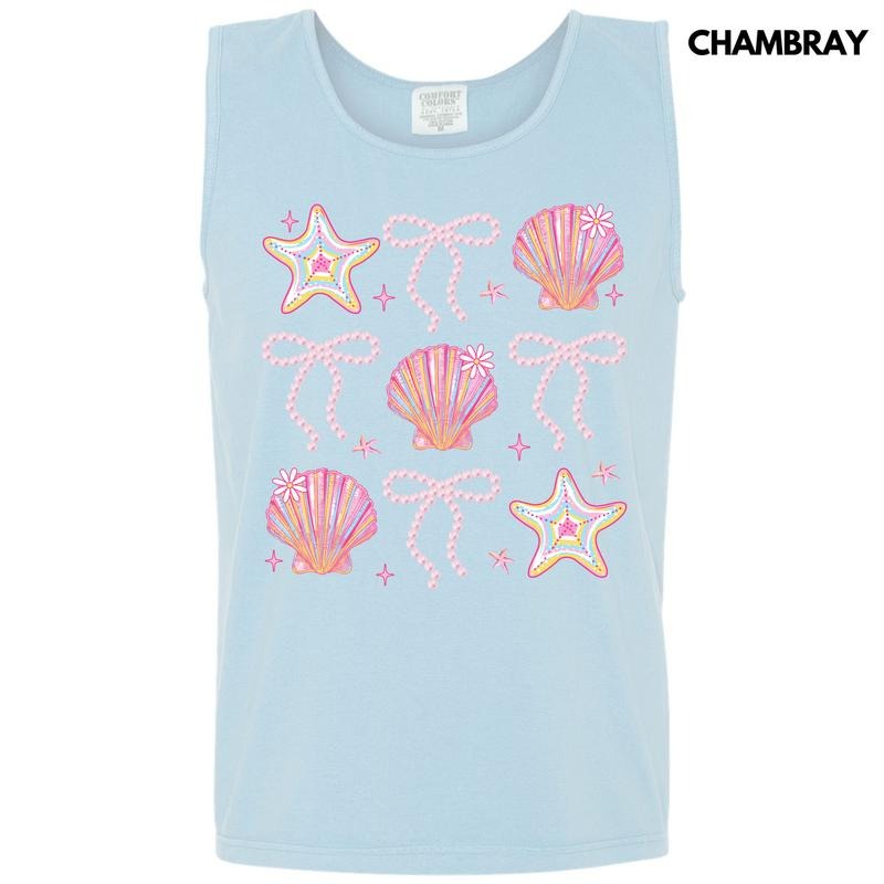 Tank Top - Shells & Stars Bow Collage Comfort Colors Tank Top 'NLB' T-Shirts, Hoodie, Sweatshirt | ZylaModa.com