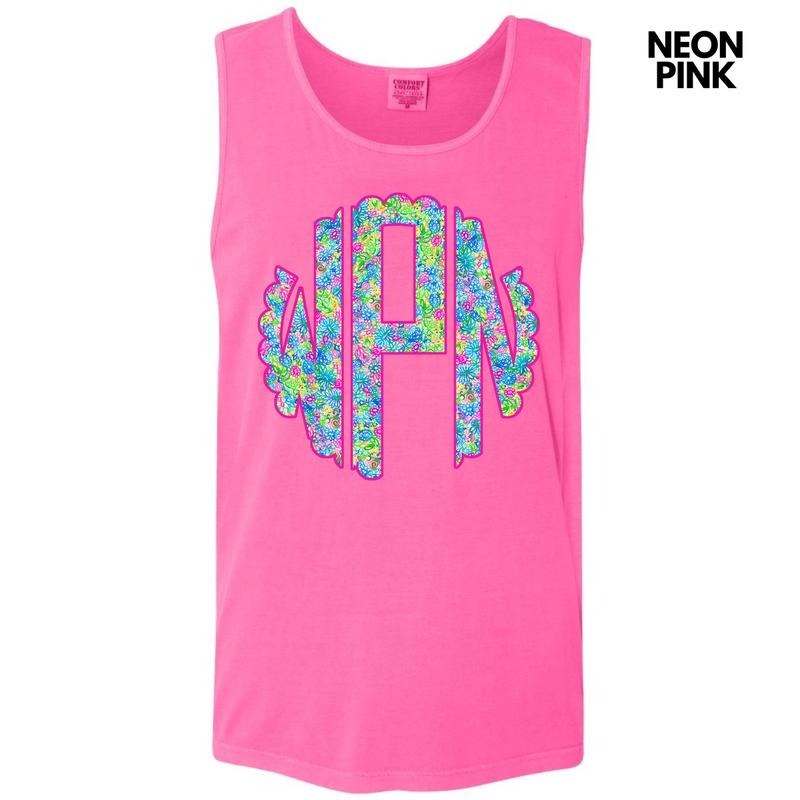 Tank Top -Neon Exotic Monogram Comfort Colors Tank Top 'NLB' T-Shirts, Hoodie, Sweatshirt | ZylaModa.com