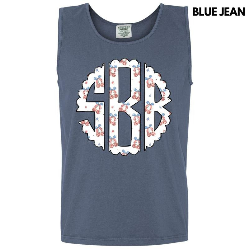 Tank Top -USA Disco Cherry Monogram Comfort Colors Tank Top 'NLB' T-Shirts, Hoodie, Sweatshirt | ZylaModa.com