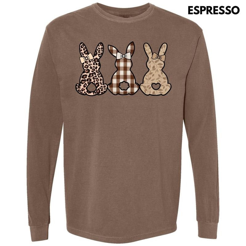 Taupe Pattern Bunnies Long Sleeve Comfort Colors T-Shirt 'NLB' Hoodie, Sweatshirt | ZylaModa.com