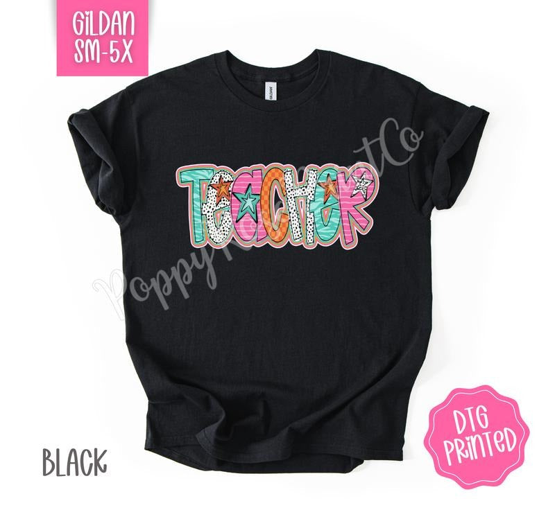 Teacher Doodle Gildan Shirt, Cute Women's Tshirt, Trendy Polka Dot Tee, Gift for Her Hoodie, Sweatshirt | ZylaModa.com