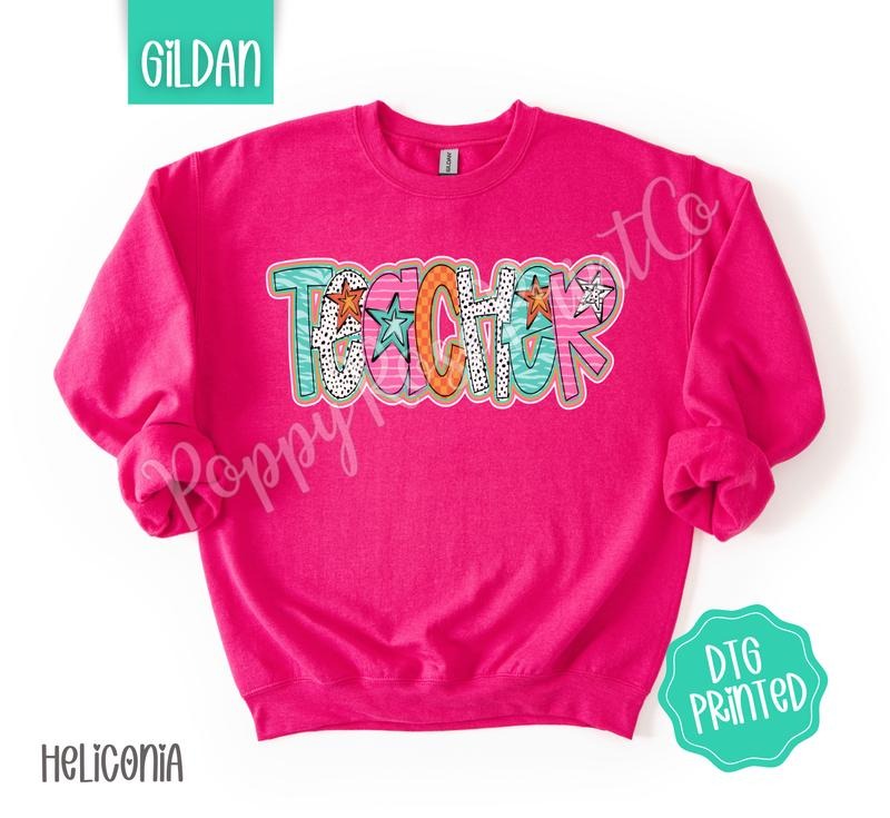 Teacher Doodle Sweatshirt, Cute Women's Sweater, Trendy Polka Dot Crewneck, Gift for Her T-Shirts, Hoodie | ZylaModa.com