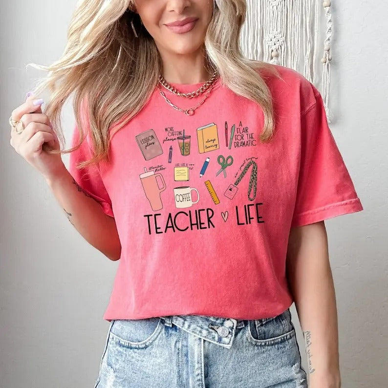Teacher Life Shirt, Cute School Supplies Shirt, Back To School, Team Teacher Shirt, Funny Teacher Gift, Teacher...