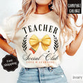 Teacher Social Club Shirt Comfort Colors, Teacher Pencil Bow Tshirt, Gift For Teacher Hoodie, Sweatshirt | ZylaModa.com
