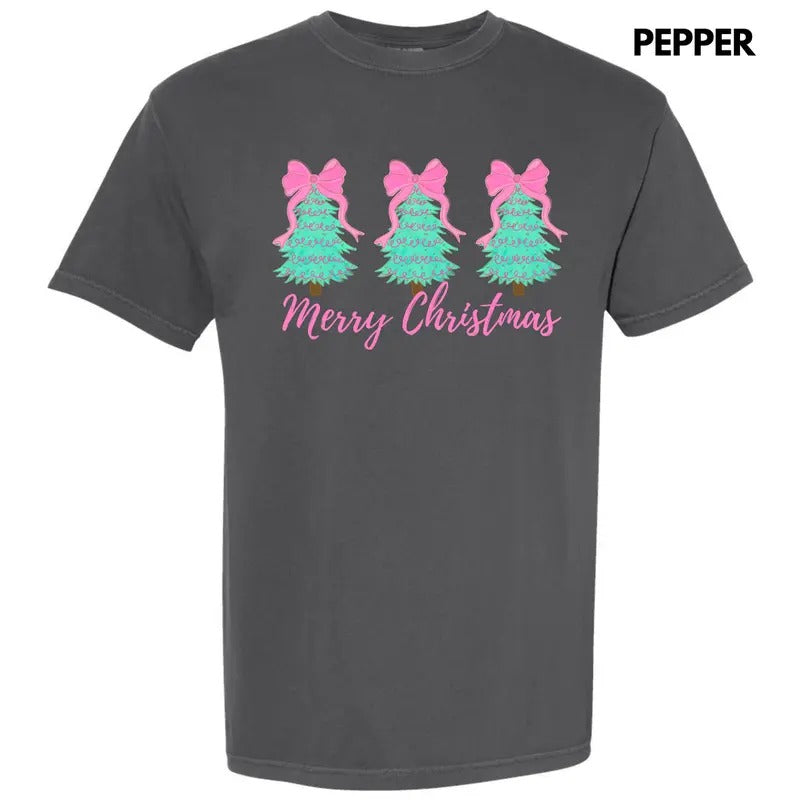Teal Triple Tree Merry Christmas Comfort Colors T-Shirt 'NLB' Hoodie, Sweatshirt | ZylaModa.com