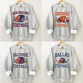 Teams Football Retro Sweatshirt Football Thowback Sweatshirt, Buffalo Football Sweatshirt, Kansas City football...
