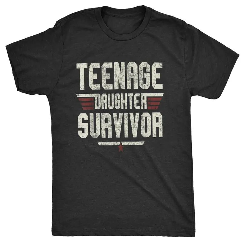 Teenage Daughter Survivor Vintage Style Funny Dad Love Family T-Shirt, Fathers Day Gift, Fathers Day Shirt, Husband Gift,...