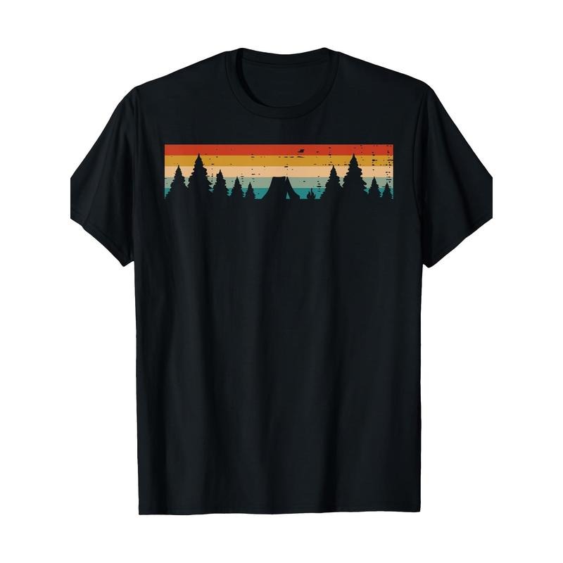 Tent Tree Sunset Vintage Nature Camping Men's T-shirt -100% cotton Made in USA Hoodie, Sweatshirt | ZylaModa.com