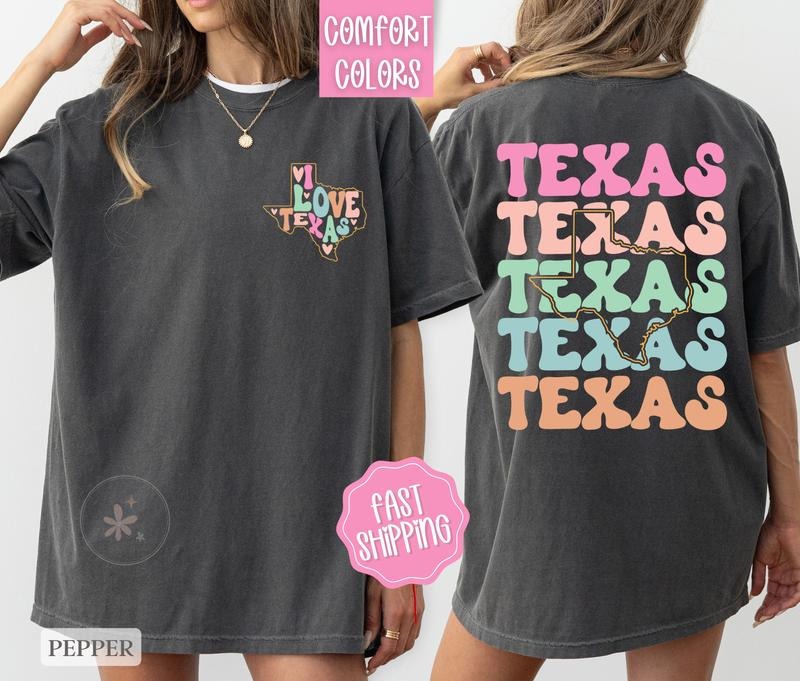 Texas Shirt Comfort Colors, Oversized Graphic Tshirt, Women's Oversized Tee Hoodie, Sweatshirt | ZylaModa.com