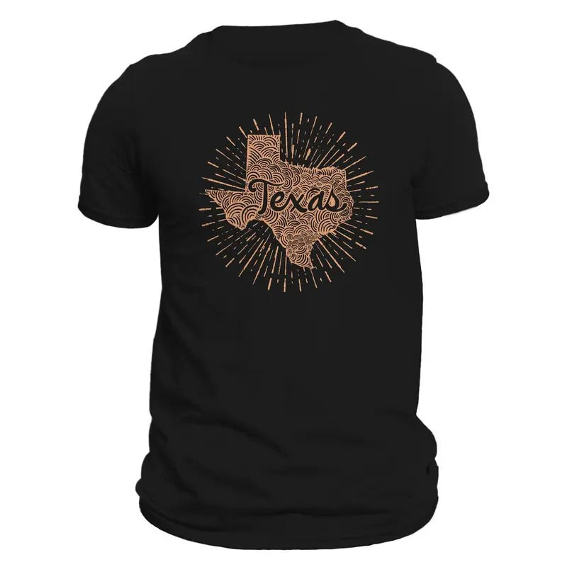 Texas State Men's T-Shirt Casual Crewneck Cotton Classic Design with Text and Map Print Hoodie, Sweatshirt | ZylaModa.com
