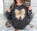 Thankful Bow Sweatshirt Comfort Colors,  Thanksgiving Sweater Womenswear,  Holiday Crewneck T-Shirts, Hoodie | ZylaModa.com