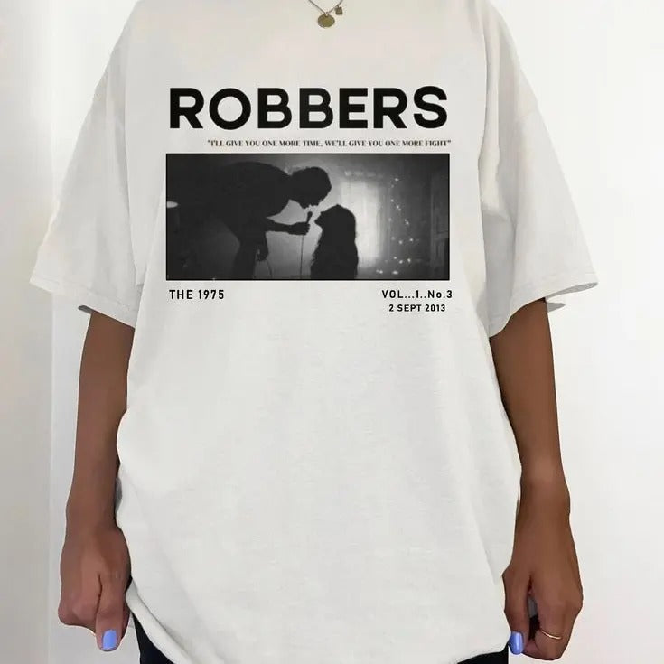The 1975 Band Shirt, Robbers Album Newspaper Graphic Fan Tee Hoodie, Sweatshirt | ZylaModa.com