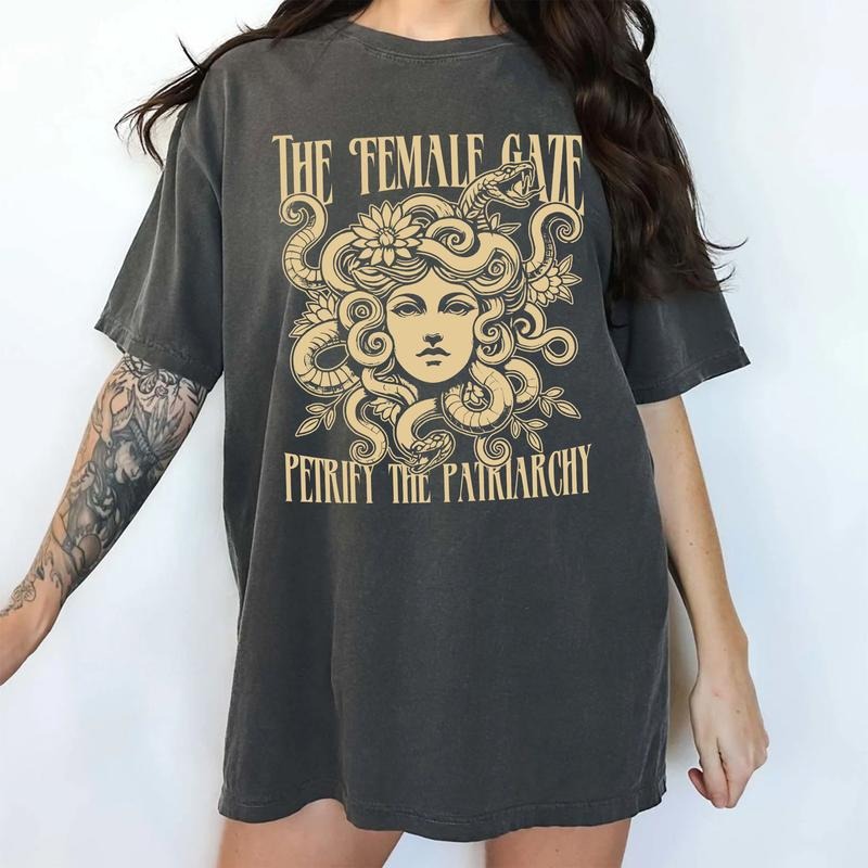 The Female Gaze Petrify the Patriarchy Comfort Colors Shirt, Girl's Power Unisex Graphic Tee, Retro Feminist T-Shirt,...