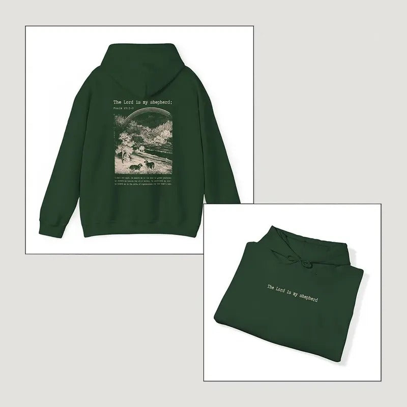 The Lord is My Shepherd Bible Verse Hoodie Psalm 23 Worship Sweatshirt Vintage Sheep Christian Gospel Hoodie Catholic...