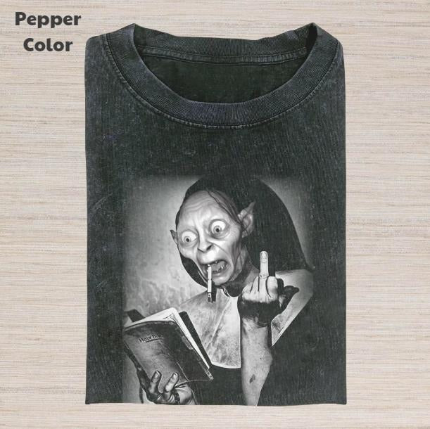 The Lord of the Rings Vintage Graphic Tee, Gollum Middle Finger And Smoking T-Shirt, Movies Tee, Unisex Meme Cringe Funny...