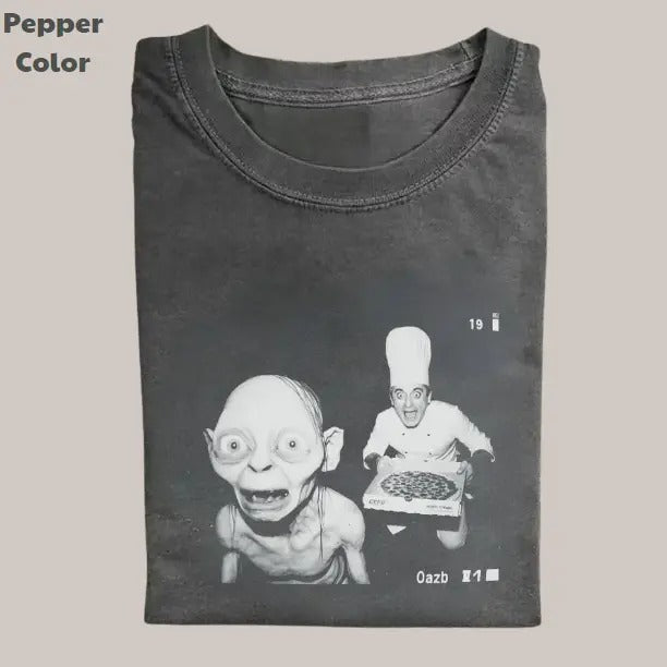 The Lord of the Rings Vintage Graphic Tee, Gollum Pizza T-Shirt, Movies Tee, Unisex Meme Cringe Funny Dumb Shirt,...