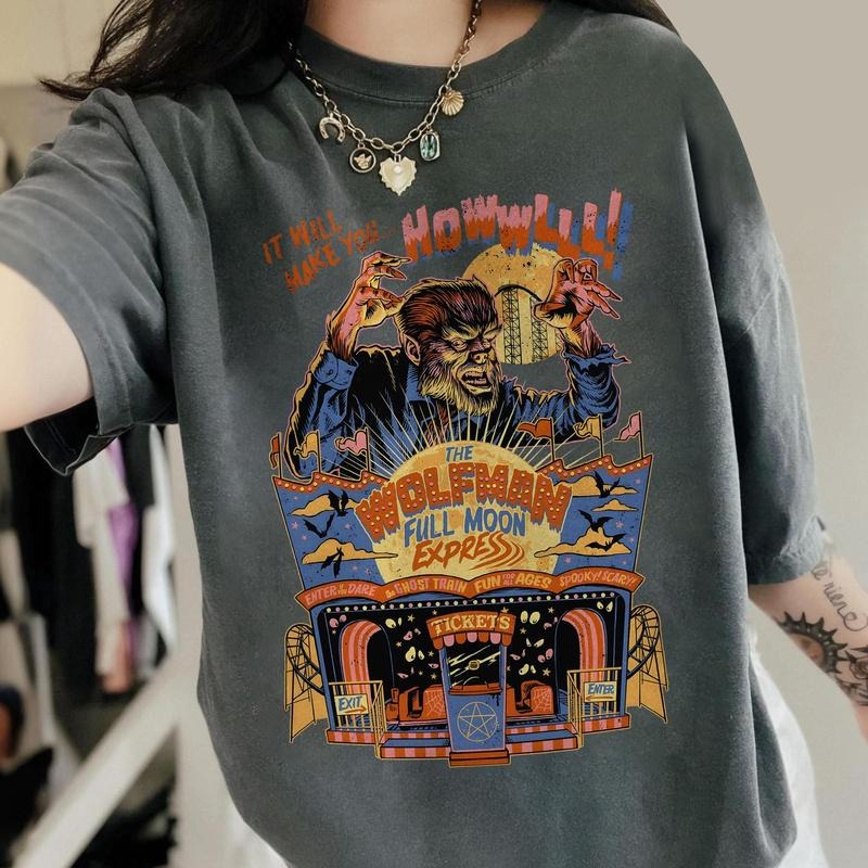 The Wolfman Express Shirt, Halloween Vintage Horror Tee Hoodie, Sweatshirt | ZylaModa.com