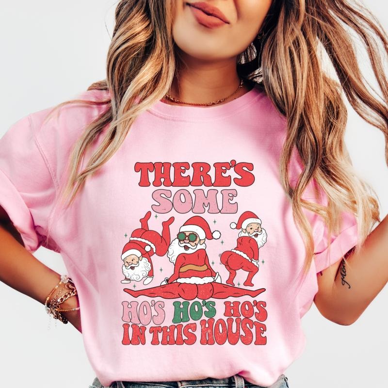 There's Some Ho Ho Ho's in this House Christmas Shirt~ Unisex Apparel Relaxed Fit Printed In The USA Clothing Womenswear...