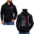 Thin Red & Blue Line Vertical Brushed Flag Police Hoodie Sweatshirt Cotton Fabric T-Shirts | ZylaModa.com