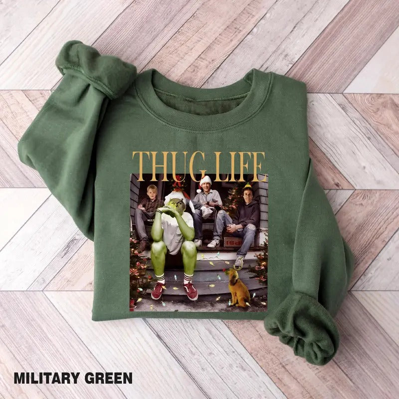 Thug Life Christmas Movie Sweatshirt, Christmas Friends Shirt, Thug Life Christmas Movie Sweater Hoodie Womenswear,...