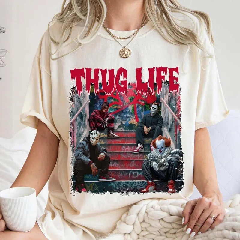 Thug Life Horror Movie Shirt, Movie Killer Shirt, Scary Halloween Sweatshirt, Horror Friend Tee, Retro Halloween Vibes...