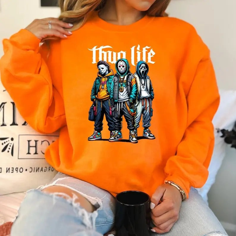 Thug Life Horror Scary ,Halloween, ready to press DTF TRANSFER, Shirt Iron on Hoodie, Sweatshirt | ZylaModa.com