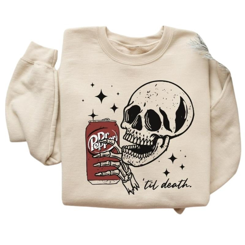 Till Death Dr. Pepper Sweatshirt, Skeleton Shirt, Cute Dr Pepper Tshirt, Skeleton drinking Dr.Pepper Hoodie | ZylaModa.com