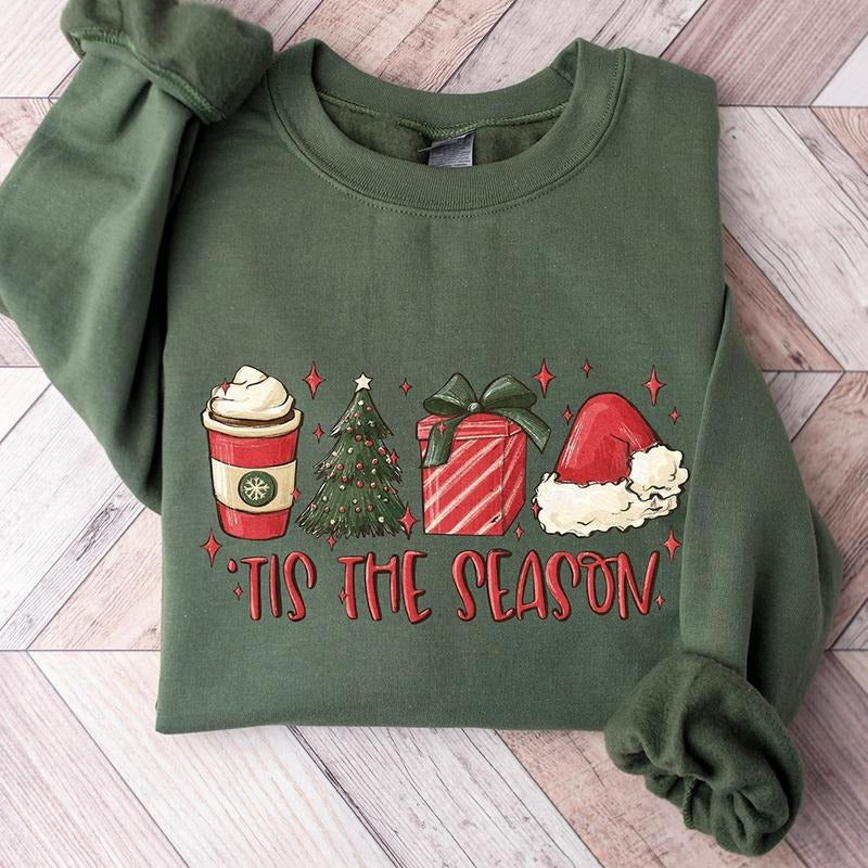 Tis The Season Christmas Crewneck Sweatshirt, Hoodie, T-shirt | ZylaModa.com
