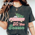 Tis the Season Christmas Tree Truck Shirt, Pink Christmas Truck Shirt, COMFORT COLORS T-SHIRT, CASUAL SHIRT UNISEX,...