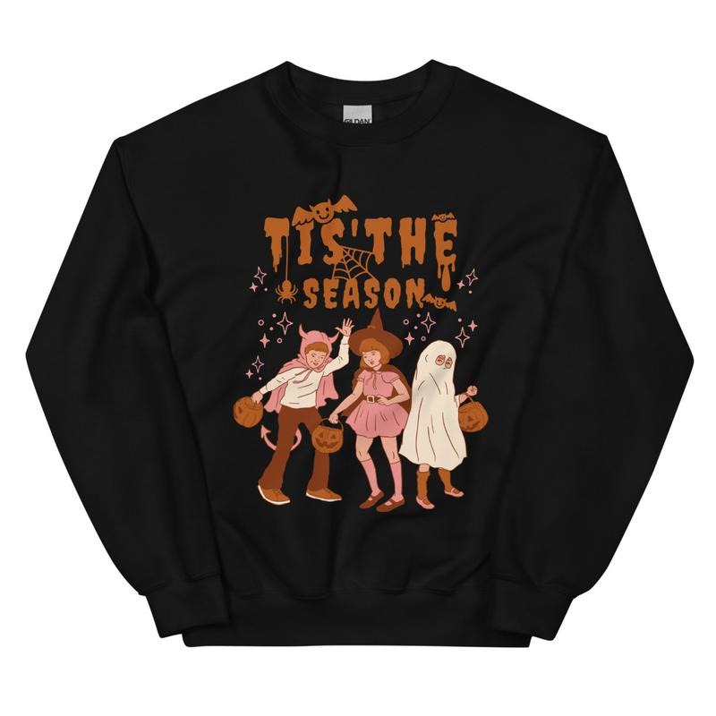 Tis the Season Trick or Treaters Crewneck - Unisex Relaxed Fit Printed in USA Casual Comfort Cotton Top Athletic Boho...