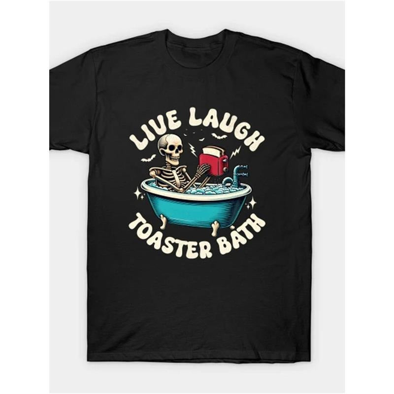 Toaster Bath, Live Laugh T-Shirt Men'S Cool Graphic Print T-Shirt made in usa Hoodie, Sweatshirt | ZylaModa.com