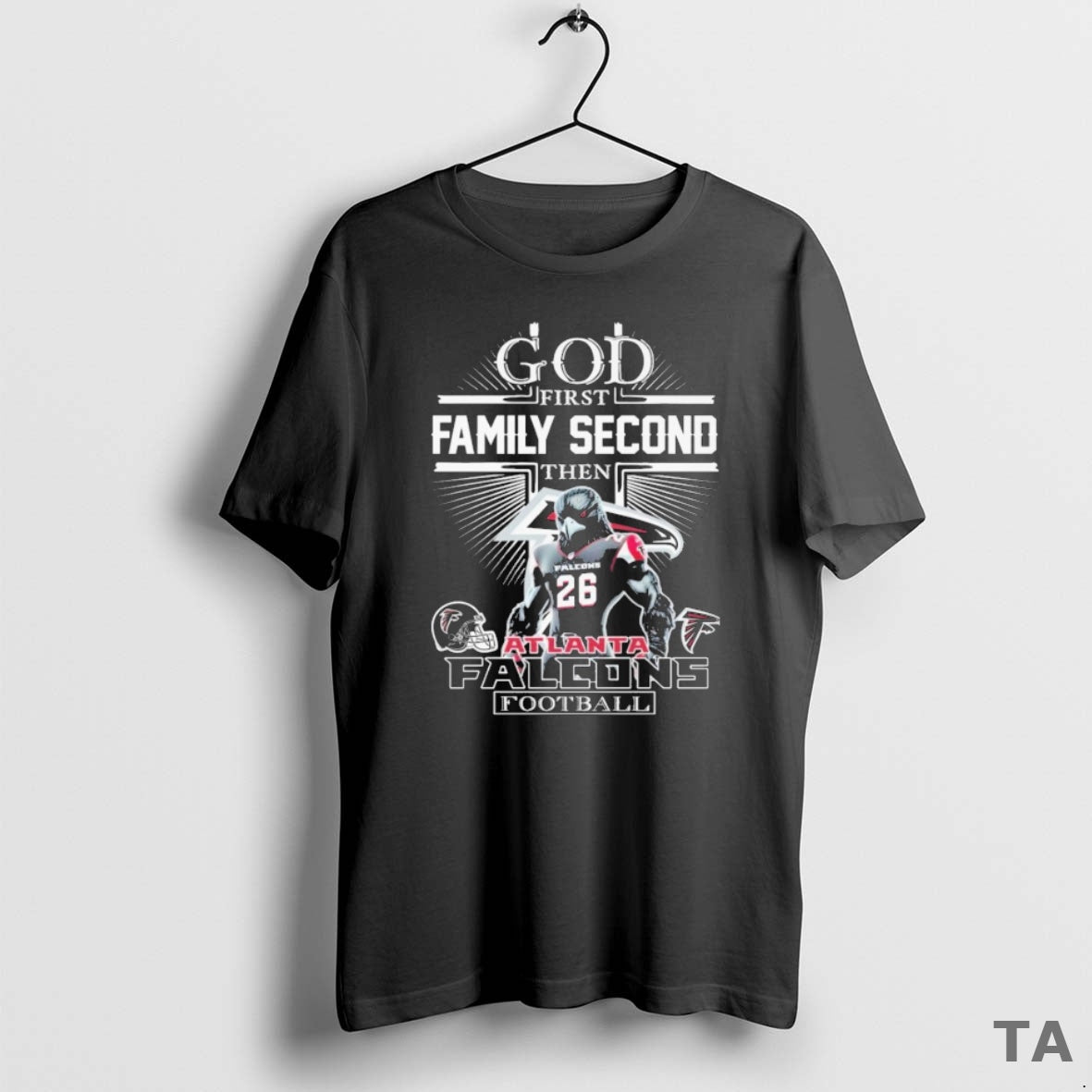 Top God First Family Second Then Atlanta Falcons Mascot T Shirt Sweater Hoodie, Sweatshirt | ZylaModa.com