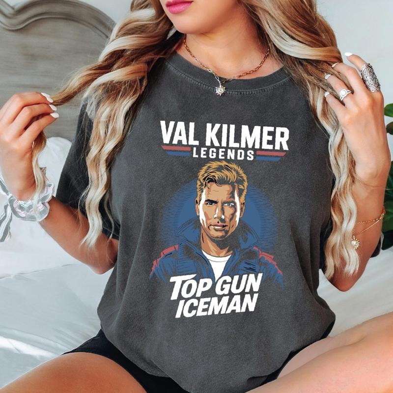 Top Gun Iceman T-Shirt, Val Kilmer 80s Fighter Pilot Tee, Retro Military Movie Shirt, Maverick Wingman Fan Gift VLB1038...