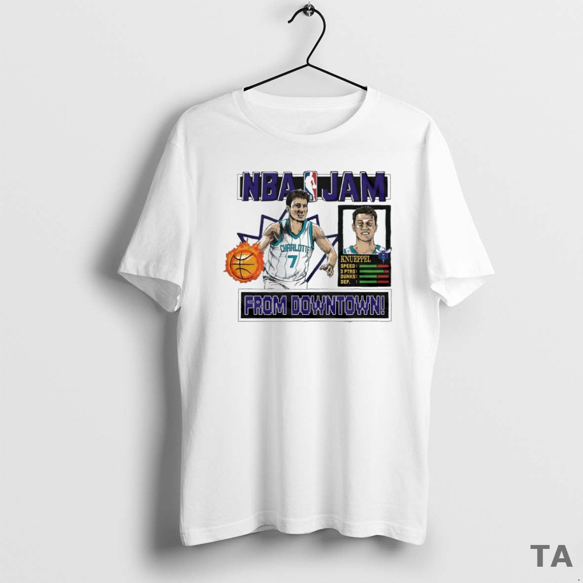 Top Nba Jam Charlotte Hornets Kon Knueppel From Downtown Circle T Shirt Sweater Hoodie, Sweatshirt | ZylaModa.com