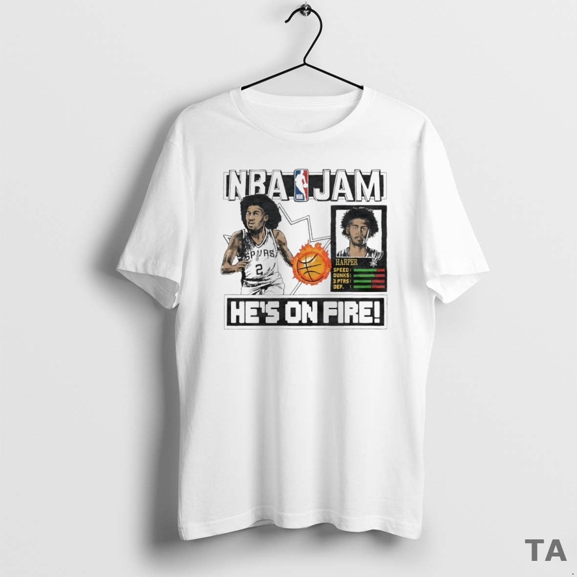Top Nba Jam San Antonio Spurs Dylan Harper Hes On Fire Circle T Shirt Sweater Hoodie, Sweatshirt | ZylaModa.com
